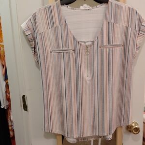Striped Women's Top with Zipper Detail
